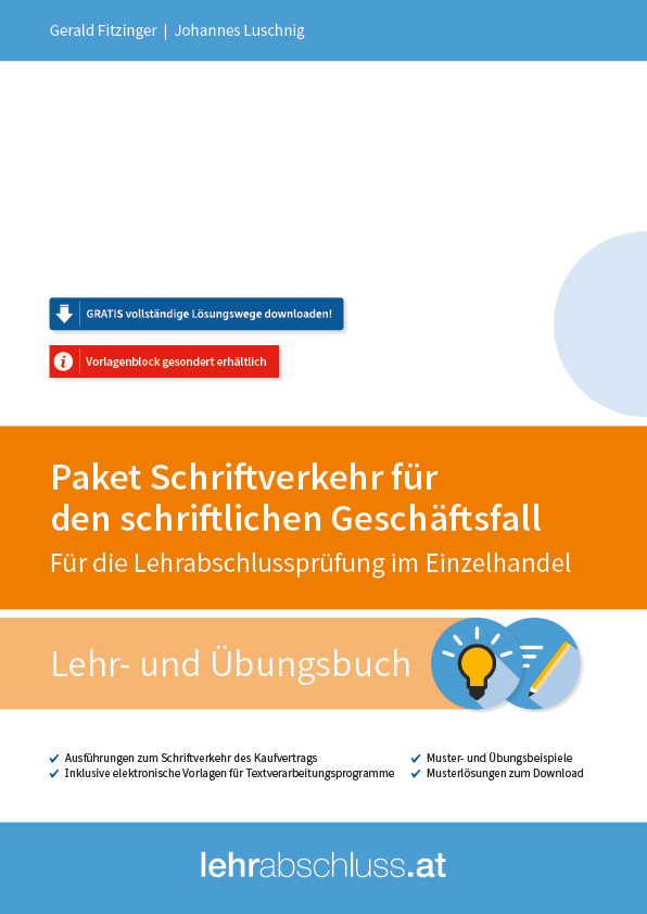 Paket Schriftverkehr für Geschäftsfälle Einzelhandel